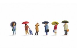 People with Umbrellas  x 6 OO/HO Scale