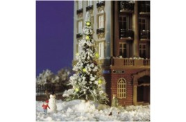 Snow Covered Christmas Tree With Candles and Snowman HO Scale 