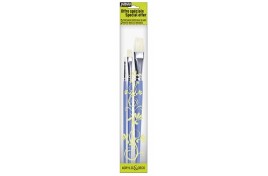 White Bristle Flat Brushes Pack of 3