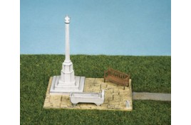 Village Scene - War Memorial, Horse Trough & Wooden Bench Plastic Kit OO Scale