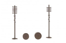 Telegraph Poles x 20 & 2 Cable Drums Plastic Kit OO Scale