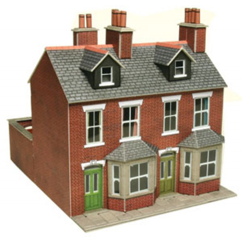Red Brick Terraced Houses Card Kit OO Scale