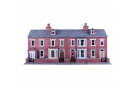 Low Relief Red Brick Terraced House Fronts Card Kit OO Scale
