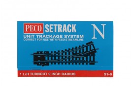 ST-6 No.1 Radius Setrack Insulfrog Left Hand Turnout N Gauge