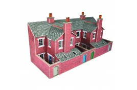 Low Relief Red Brick Terraced House Backs Card Kit OO Scale