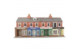 Low Relief Red Brick Terraced Shop Fronts Card Kit OO Scale
