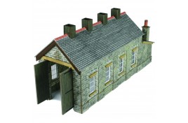 Single Track Engine Shed - Stone Built - Card Kit N Scale