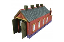 Single Track Engine Shed - Red Brick Card Kit N Scale